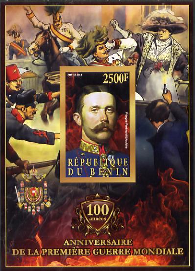 Benin 2014 Centenary of Start of WW1 - Franz Ferdinand of Austria large imperf deluxe sheet containing one value unmounted mint, stamps on , stamps on  stamps on militaria, stamps on  stamps on  ww1 , stamps on  stamps on personalities, stamps on  stamps on 