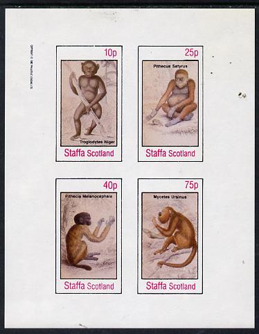 Staffa 1982 Primates (Troglodytes Niger) imperf  set of 4 values unmounted mint, stamps on , stamps on  stamps on animals    apes