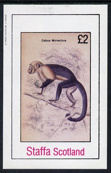 Staffa 1982 Primates (Cebus Monachus) imperf deluxe sheet (£2 value) unmounted mint, stamps on animals    apes