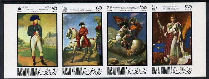 Ras Al Khaima 1969 Paintings of Napoleon imperf set of 4 unmounted mint Mi 322-25B, stamps on arts  history  personalities    napoleon  , stamps on dictators.